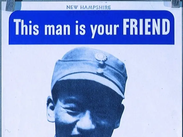 The image shows a poster with a picture of a man and the text "This man is your friend, Chinese he...