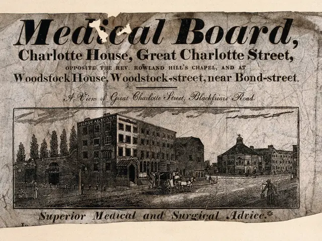 The image shows an old advertisement for a medical board in Charlotte, North Carolina. It features...