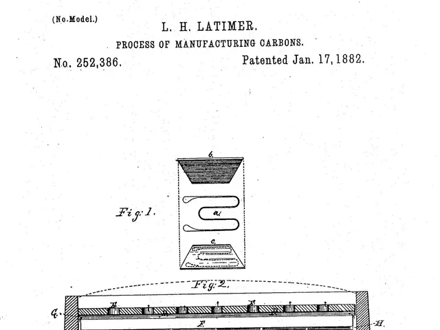 The image shows a patent drawing of a machine with a diagram of a device on a white background. The...