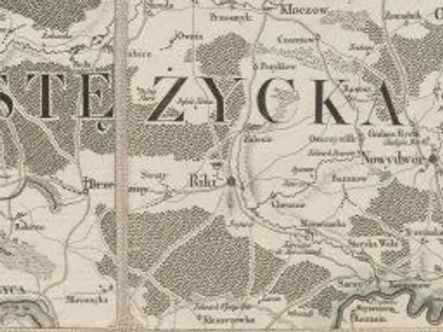 The image shows an old map of the city of St. Petersburg, Russia, with text written on it. The map...