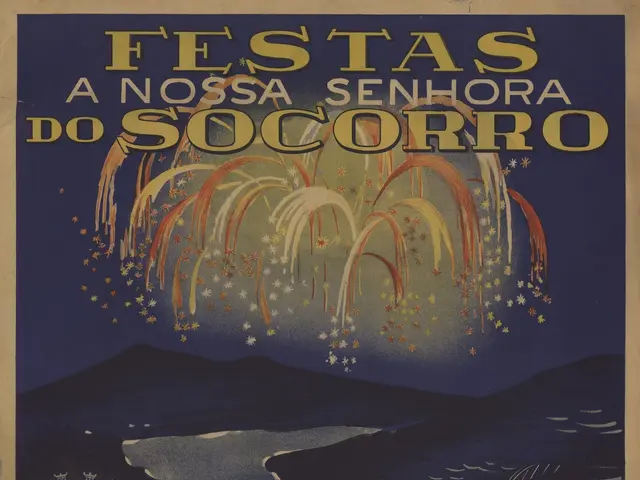 The image shows a poster advertising a festival in Brazil, featuring a bridge, water, hills, and...