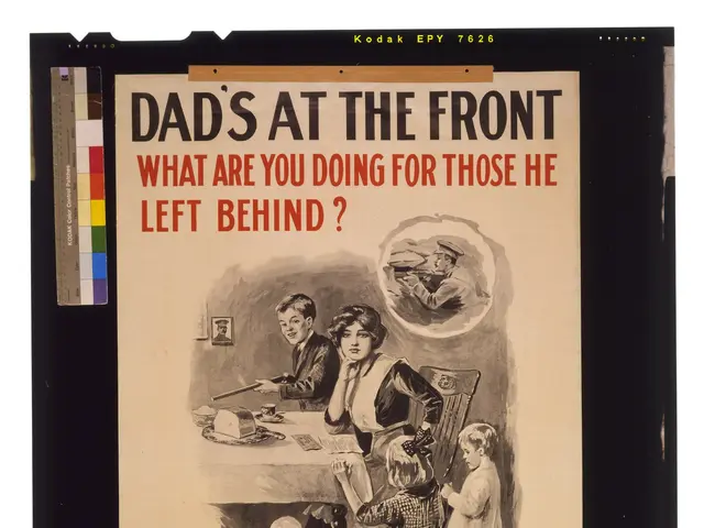 The image shows a poster with a black background featuring a group of people and text that reads...