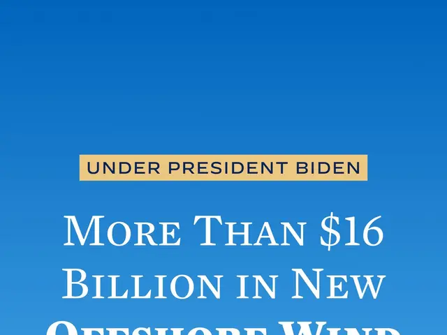 The image shows a poster with a blue background and text that reads "More than $16 billion in new...