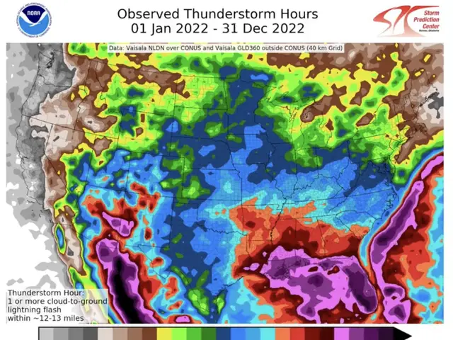 The image shows a map of the United States with different colors indicating the expected...