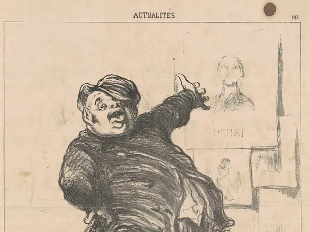 The image shows a drawing of a man holding a baseball bat, with text written on the paper. The man...