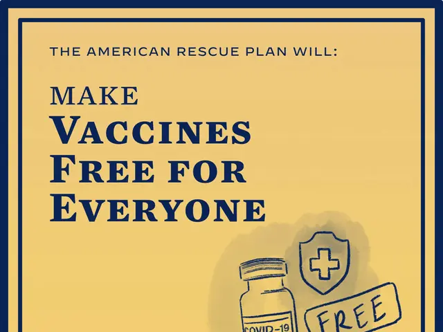 The image shows a poster with the text "The American Rescue Plan Will Make Vaccines Free for...