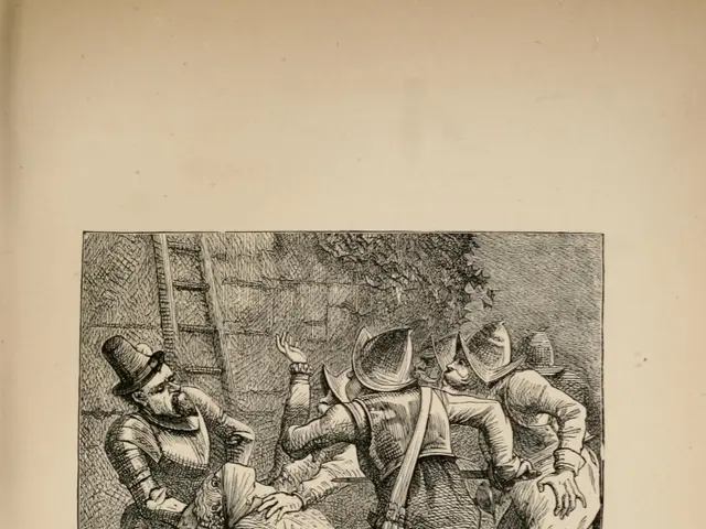 The image shows an open book with a drawing of a group of people on it. At the bottom of the image,...