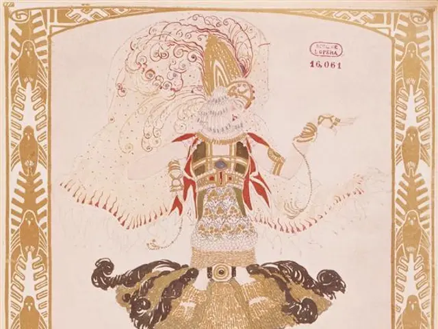 The image shows a poster advertising a ballet performance in Paris, France in 1909. It features a...