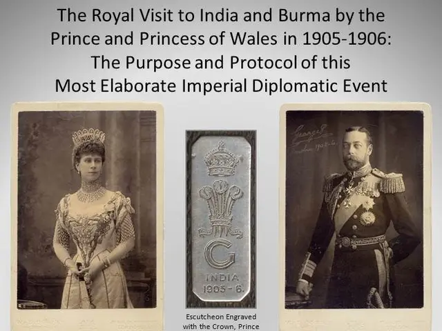 The image shows a poster depicting the royal visit to India and Burma by the Prince and Princess of...