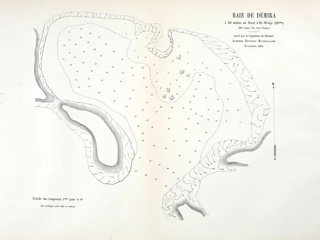 The image shows a paper with a drawing of a map of a river in the middle of it. The map is detailed...