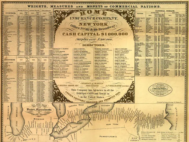 The image shows an old newspaper with a map of the United States of America on it. The paper is...