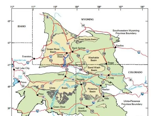 The image shows a poster with a map of the state of Wyoming, with text and numbers indicating the...