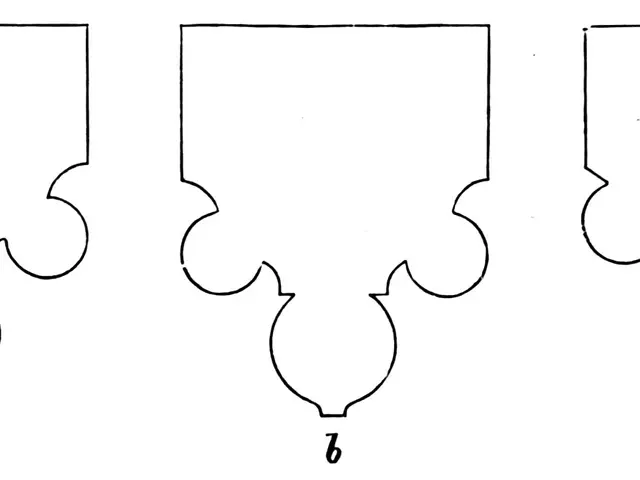 The image shows a black and white drawing of three pieces of a jigsaw puzzle on a white background....