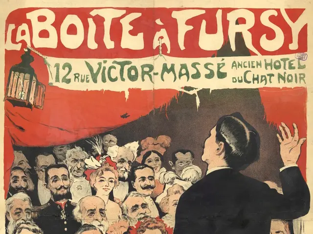 The image shows a poster advertising a concert in Paris, France. It features a group of people,...