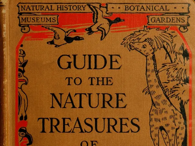 The image shows a book with the title "Guide to the Nature Treasures of New York City" on the cover...