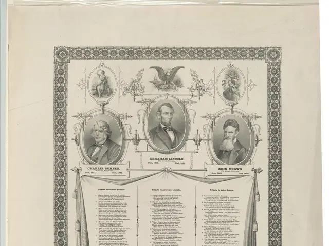The image shows a paper with pictures of Abraham Lincoln and his family, along with text that reads...
