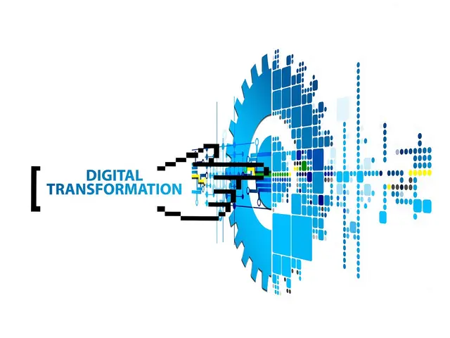 The image shows a digital transformation logo with the words "Digital Transformation" in the...