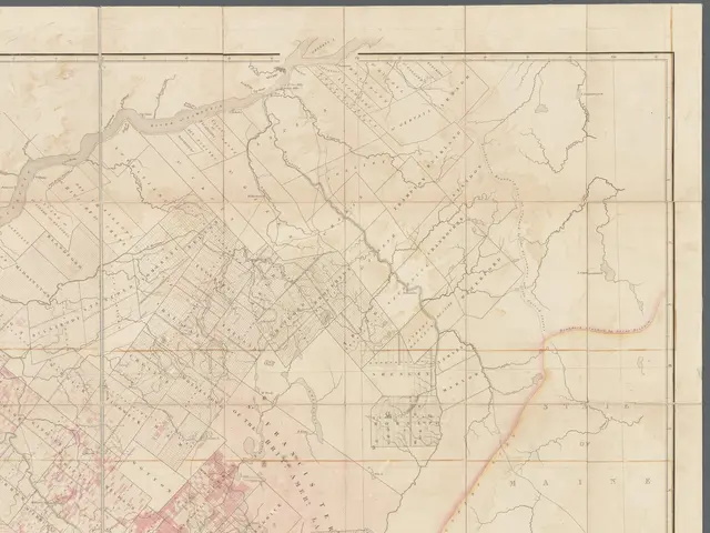 The image shows an old map of Lower Canada, with text written on it. The map is framed in a photo...
