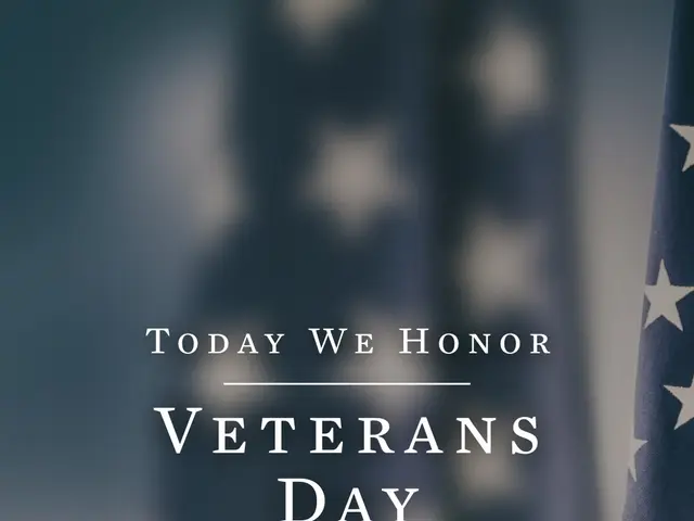 The image shows a poster with the words "Today We Honor Veterans Day" written on it, accompanied by...