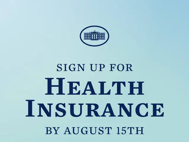 The image shows a poster with the words "Sign Up for Health Insurance by August 15th" written in...
