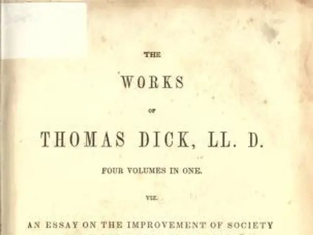 The image shows an open book with the title "The Works of Thomas Dick, LL.D. Four Volumes in One:...