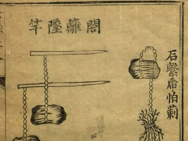 The image shows an old book with Chinese writing on it and a drawing of a fishnet. The book is...
