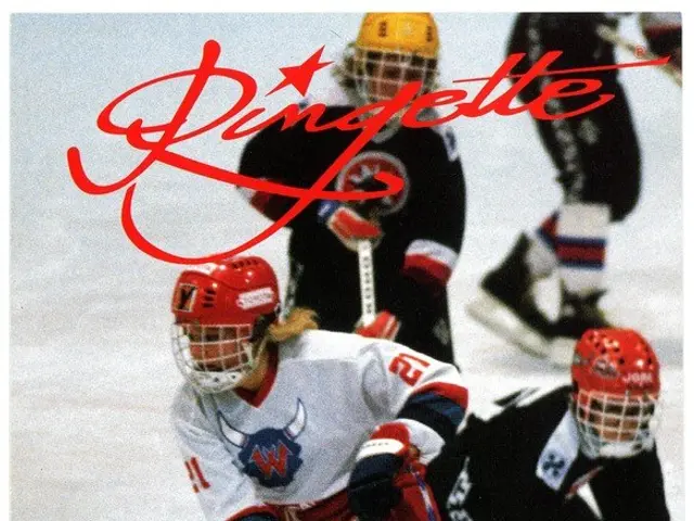 The image shows a hockey card with a picture of a woman playing ice hockey, wearing a helmet and...