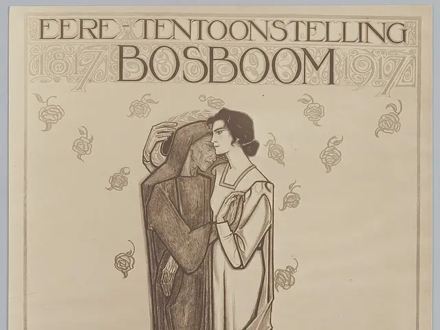 The image shows a poster advertising a concert featuring a man and woman standing next to each...