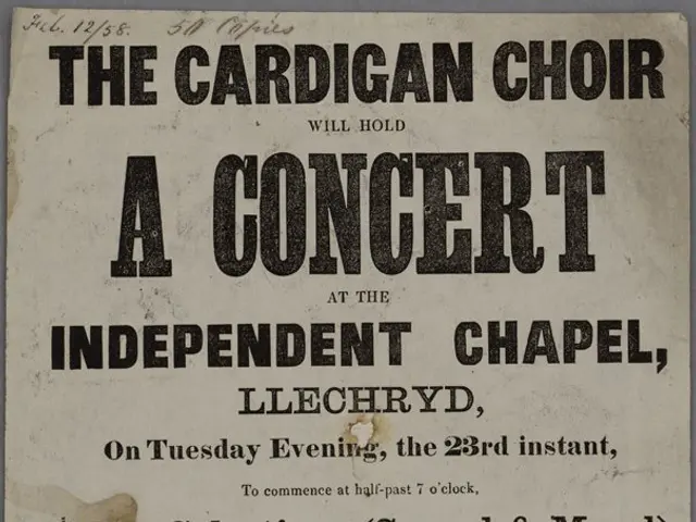 The image shows a paper with the text "The Cardigan Choir: A Concert at the Independent Chapel,...