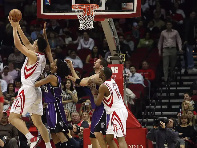 The image shows a basketball game between the Houston Rockets and the Sacramento Kings. We can see...