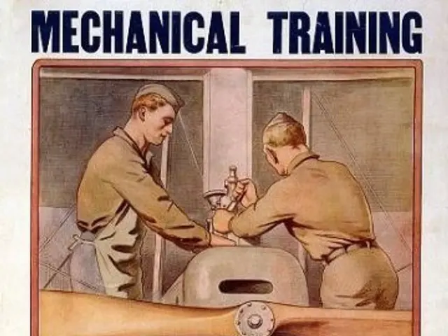 The image shows a poster with two people, one of whom is holding an object, and text that reads...