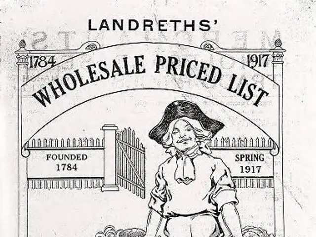 The image shows an old advertisement for Landreth's Wholesale Priced List from 1784-1917, featuring...