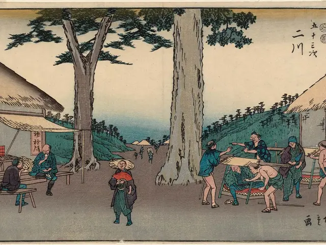 The image shows a woodblock print by Utagawa Kunisada Toyokuni III/Kuniyoshi Toyokubi III from the...