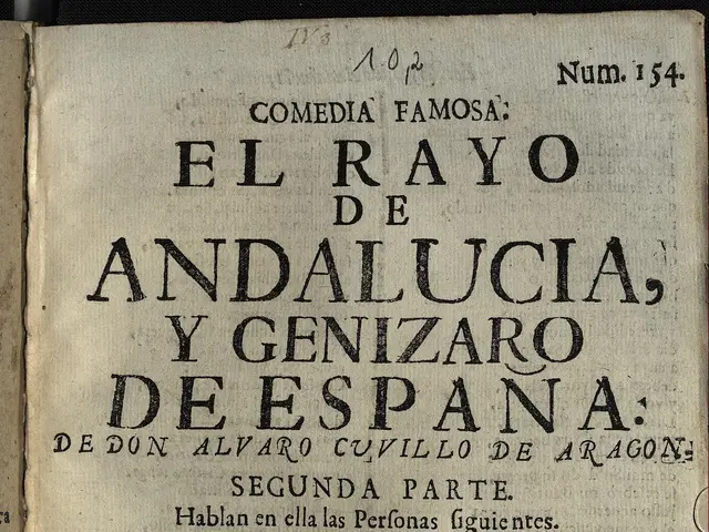 The image shows an open book with the title "El Rayo de Andalucia y Genizar de España" written on...