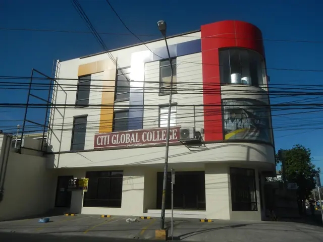 The image shows a building with a sign that reads "Citi Global College" on the side of it,...