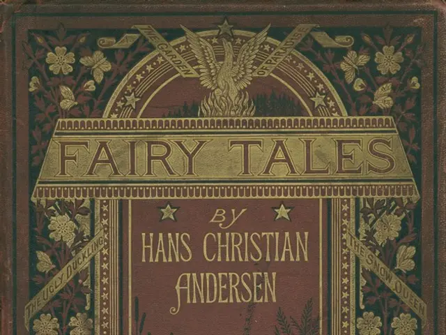 The image shows a book titled "Fairy Tales by Hans Christian Andersen" resting on a surface. The...