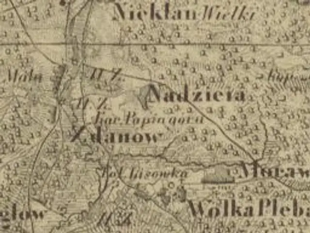 The image shows an old map of the city of Nizhny Novgorod, with text written on it. The map is...