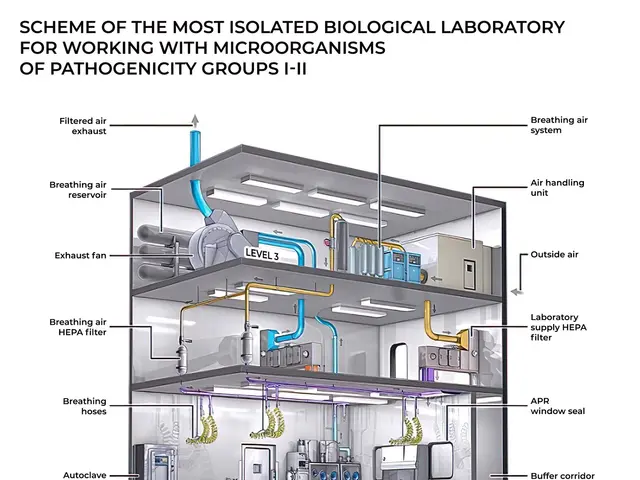 The image shows a diagram of the most isolated biological laboratory for working with...