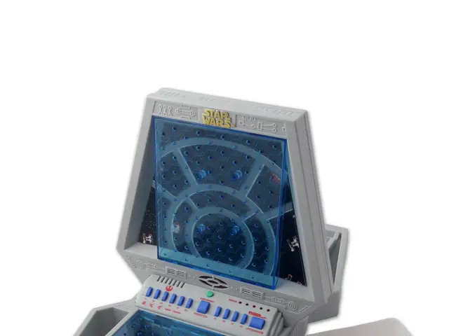 The image shows a Star Wars Millennium Falcon electronic game, with a box of colorful objects...