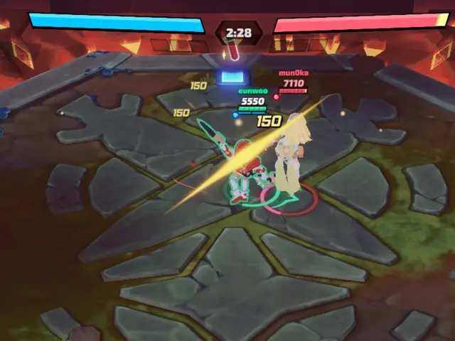 The image shows a screenshot of a game with a character in the middle of it, surrounded by animated...