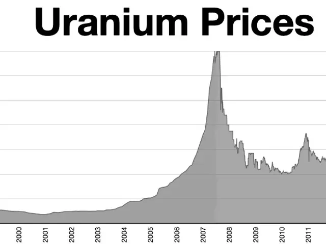 The image shows a graph depicting the price of uranium in the United States. The graph is labeled...
