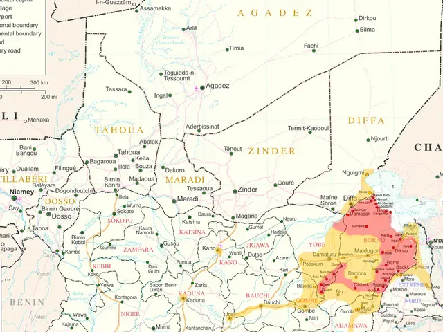 The image shows a large detailed political map of Burkina Faso, with text and borders clearly...