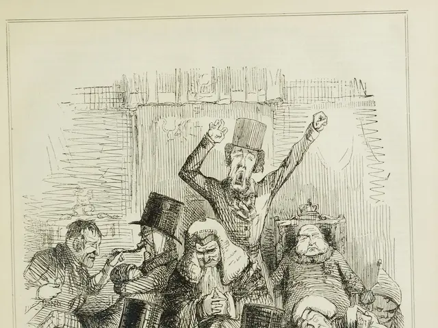 The image shows a paper with a drawing of a group of people and text that reads "The Lords Met for...