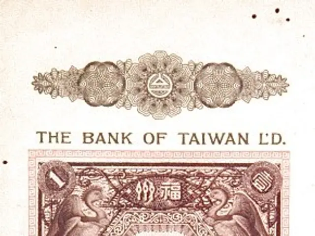 The image shows an old Chinese banknote with Chinese writing on it. The paper has a picture of a...