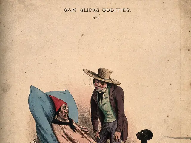 The image shows a cartoon of a man sitting in a chair next to a child, with a pillow on the chair...