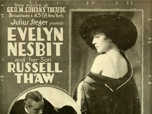 The image shows an old movie poster for Evelyn Nesbit and Russell Thaw's Redemption, featuring a...
