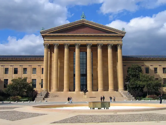 The image shows the Philadelphia Museum of Art in Philadelphia, Pennsylvania. It is a large...