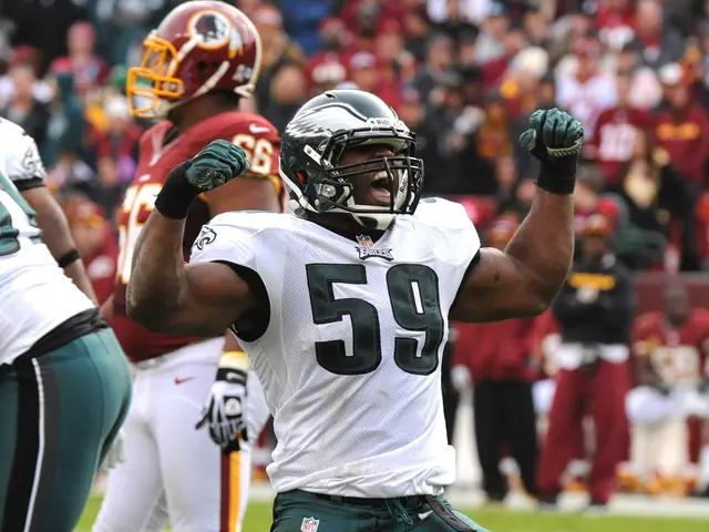 The image shows Philadelphia Eagles running back Michael Vick celebrating after scoring a touchdown...