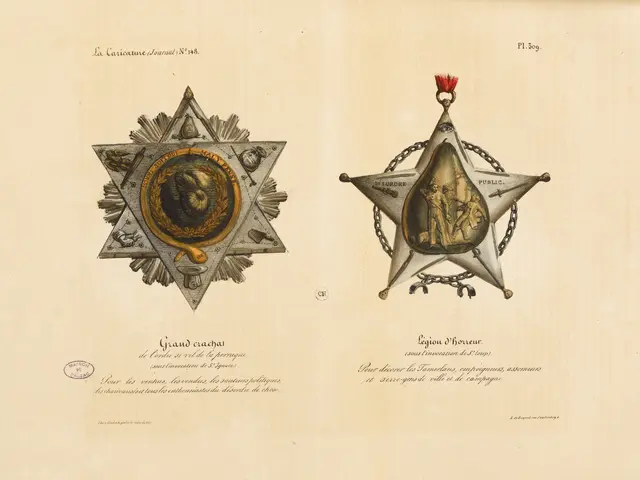 The image shows an open book with two medals on it, one of which is the Order of the Star of the...
