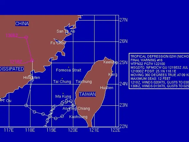 The image shows a map of the Pacific Ocean with a blue background and text indicating the path of...